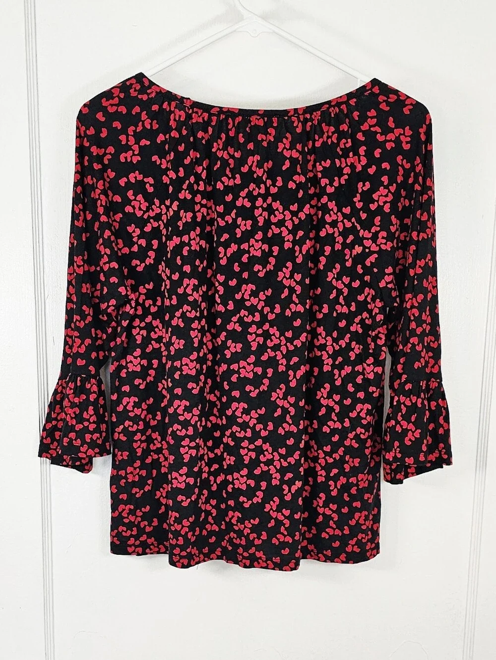 Michael Kors Heart Print Top with Ruffle Sleeves